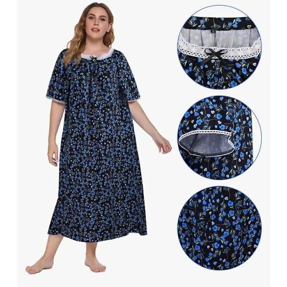 WBQ  Nightgown for Women Plus Size House Dress Nightgown  SZ XXXXL - 18  # 1825 - Picture 1 of 13